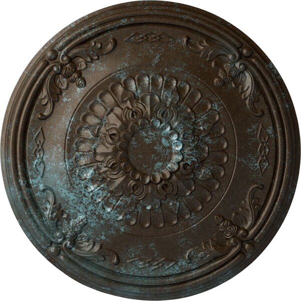 Ekena Millwork Athens Ceiling Medallion (Fits Canopies up to 3 5/8"), 26 1/4"OD x 3 1/4"P, Bronze Blue Patina CM27ATBBS - main
